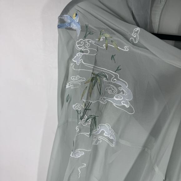 Asian Embroidered Chinese Hanfu Sheer Outer Robe M Cosplay Costume Kimono Jacket - Picture 4 of 16